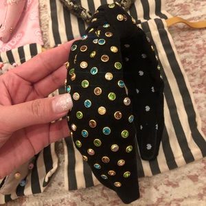 Lele Sadoughi Black Woven Multi Color Flat Crystal Headband